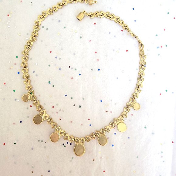 GLOWING GLASS CABOCHON GOLD TONE NECKLACE MULTICOLOR NEW - Picture 5 of 7